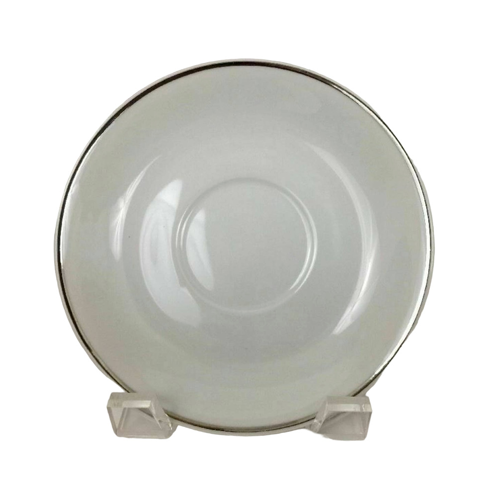 Royal Crest Fine China Windsor Small White Silver Trim Saucer Plate Japan Made